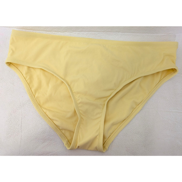 Juniors Plus Size Ribbed Cheeky Hipster Bikini Bottom Lt Yellow 1X - Picture 4 of 7